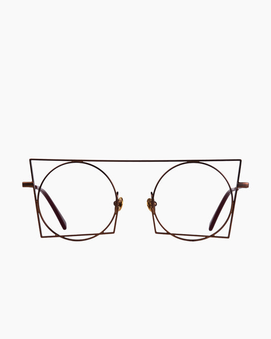 brown metal round eyeglasses by Gamine model Florentin, front view, lunettes de vue rond couleur Brun