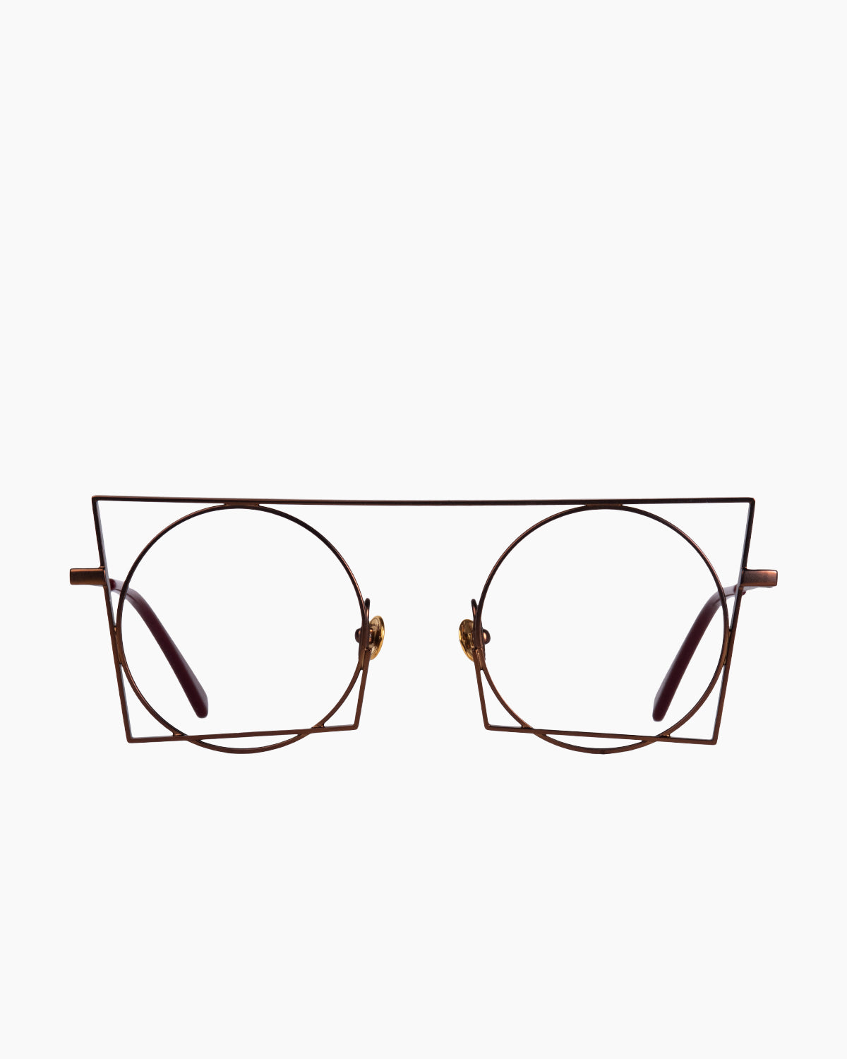 brown metal round eyeglasses by Gamine model Florentin, front view, lunettes de vue rond couleur Brun