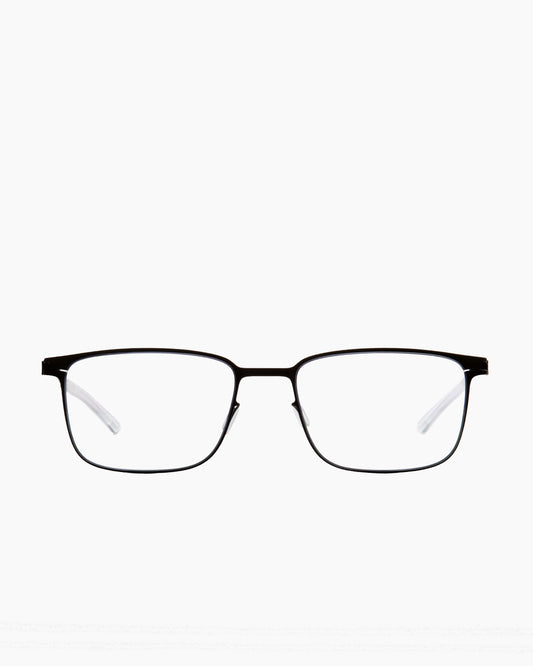 green metal rectangle eyeglasses by Mykita model Bud, front view, lunettes de vue rectangle couleur vert
