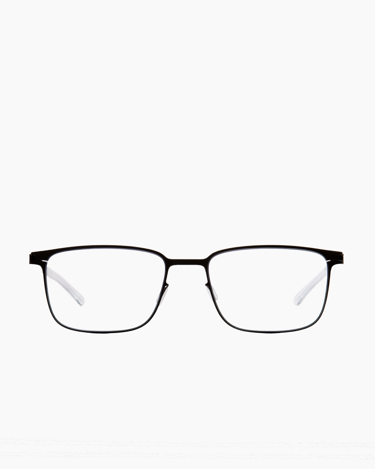 green metal rectangle eyeglasses by Mykita model Bud, front view, lunettes de vue rectangle couleur vert