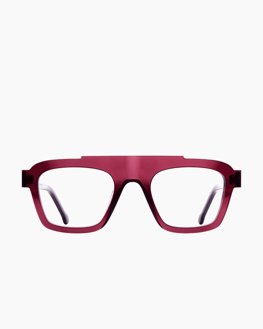 purple plastic rectangle eyeglasses by Marie-Sophie Dion model Nedelcup, front view, lunettes de vue rectangle couleur violet