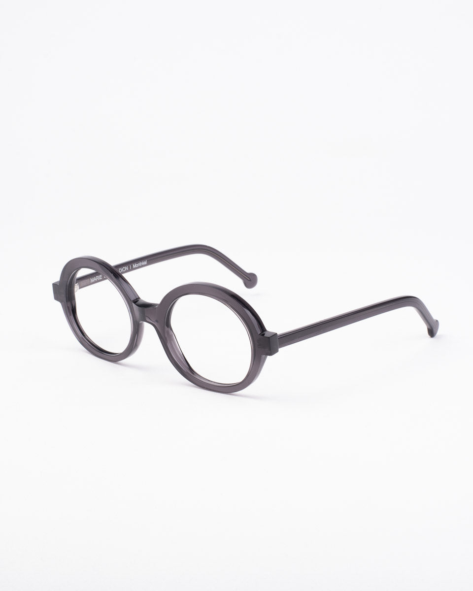 grey plastic oval eyeglasses by Marie-Sophie Dion model O'Malley, front view, lunettes de vue ovale couleur Gris