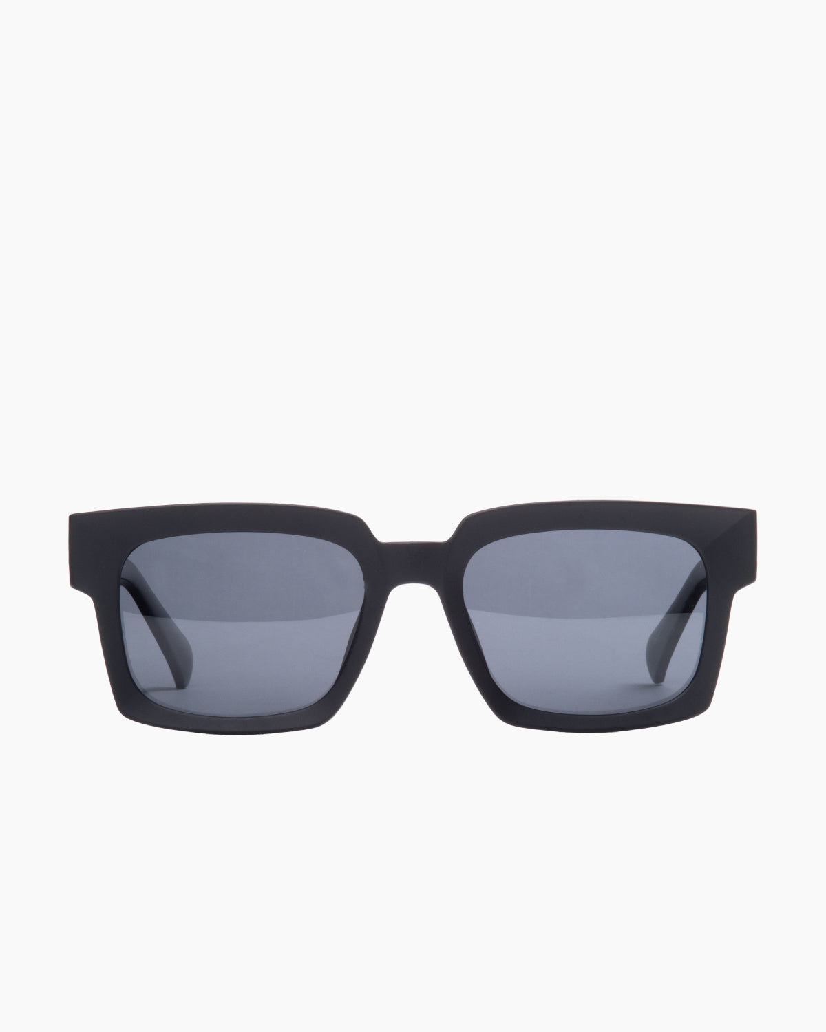 black plastic rectangle  sunglassesby Evolve model ELS6, front view, lunettes de vue rectangle couleur noir