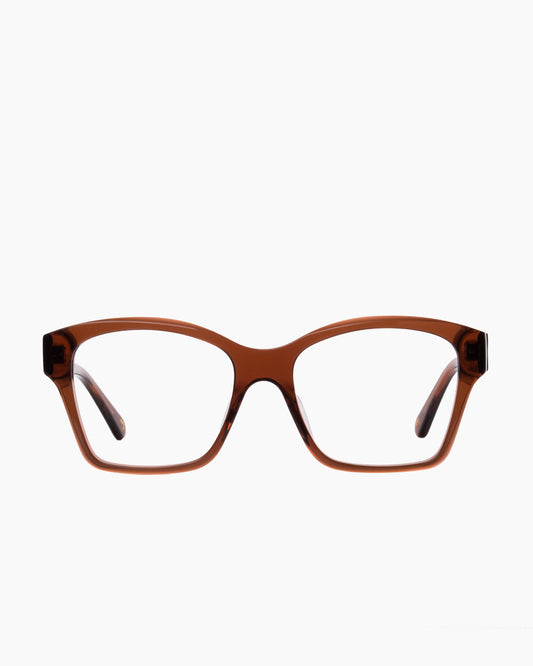 brown plastic butterfly eyeglasses by Spectacleeyeworks model Riley, front view, lunettes de vue papillon couleur brun