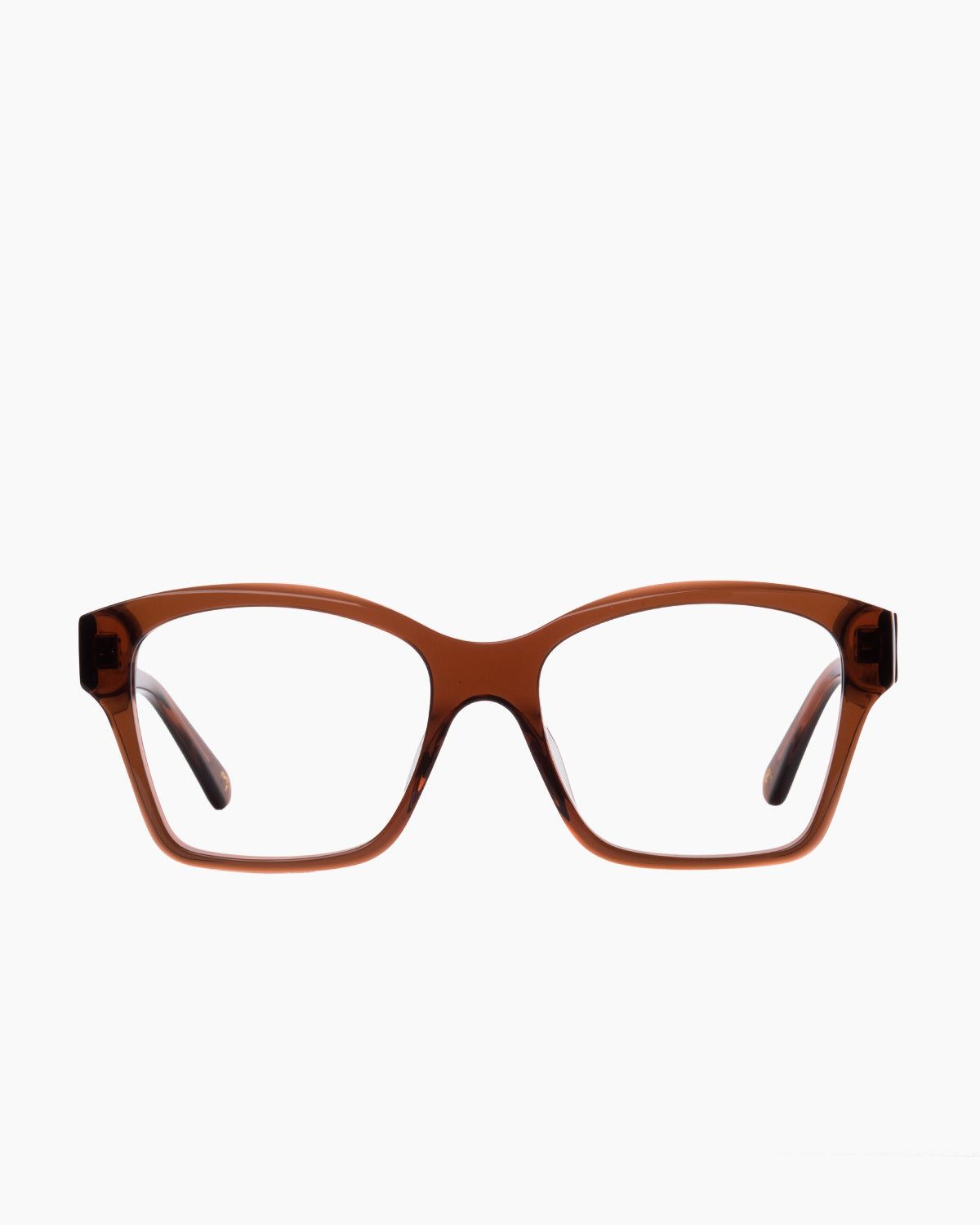 brown plastic butterfly eyeglasses by Spectacleeyeworks model Riley, front view, lunettes de vue papillon couleur brun