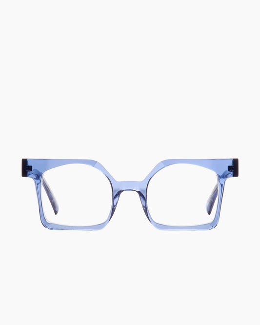 blue plastic rectangle eyeglasses by Gamine model Brera kids, front view, lunettes de vue rectangle couleur bleu