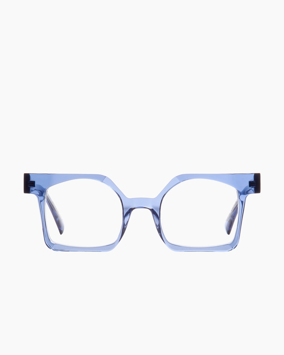 blue plastic rectangle eyeglasses by Gamine model Brera kids, front view, lunettes de vue rectangle couleur bleu