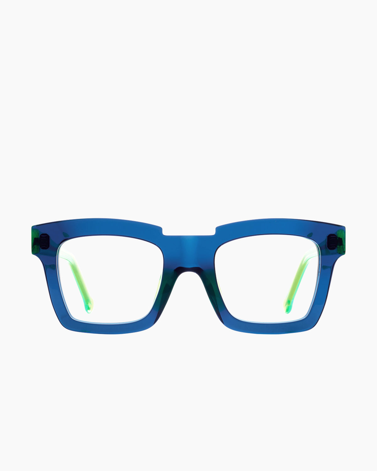 blue plastic rectangle eyeglasses by Marie-Sophie Dion model Willard, front view, lunettes de vue rectangle couleur bleu