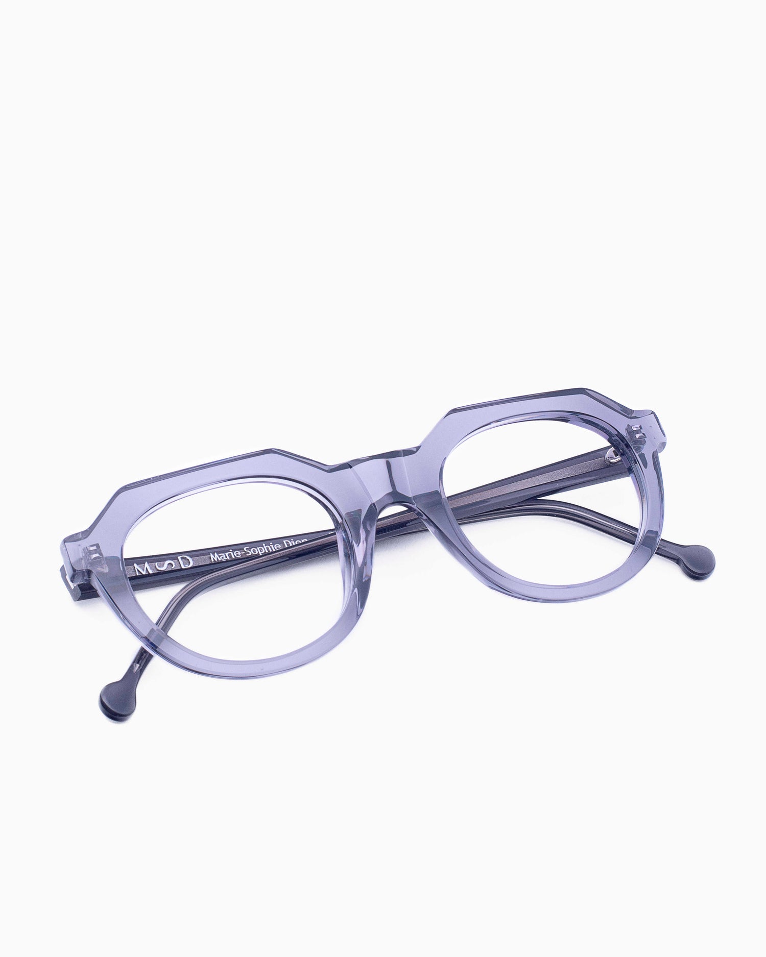 grey plastic oval eyeglasses by Marie-Sophie Dion model Boutcheri, front view, lunettes de vue ovale couleur Gris