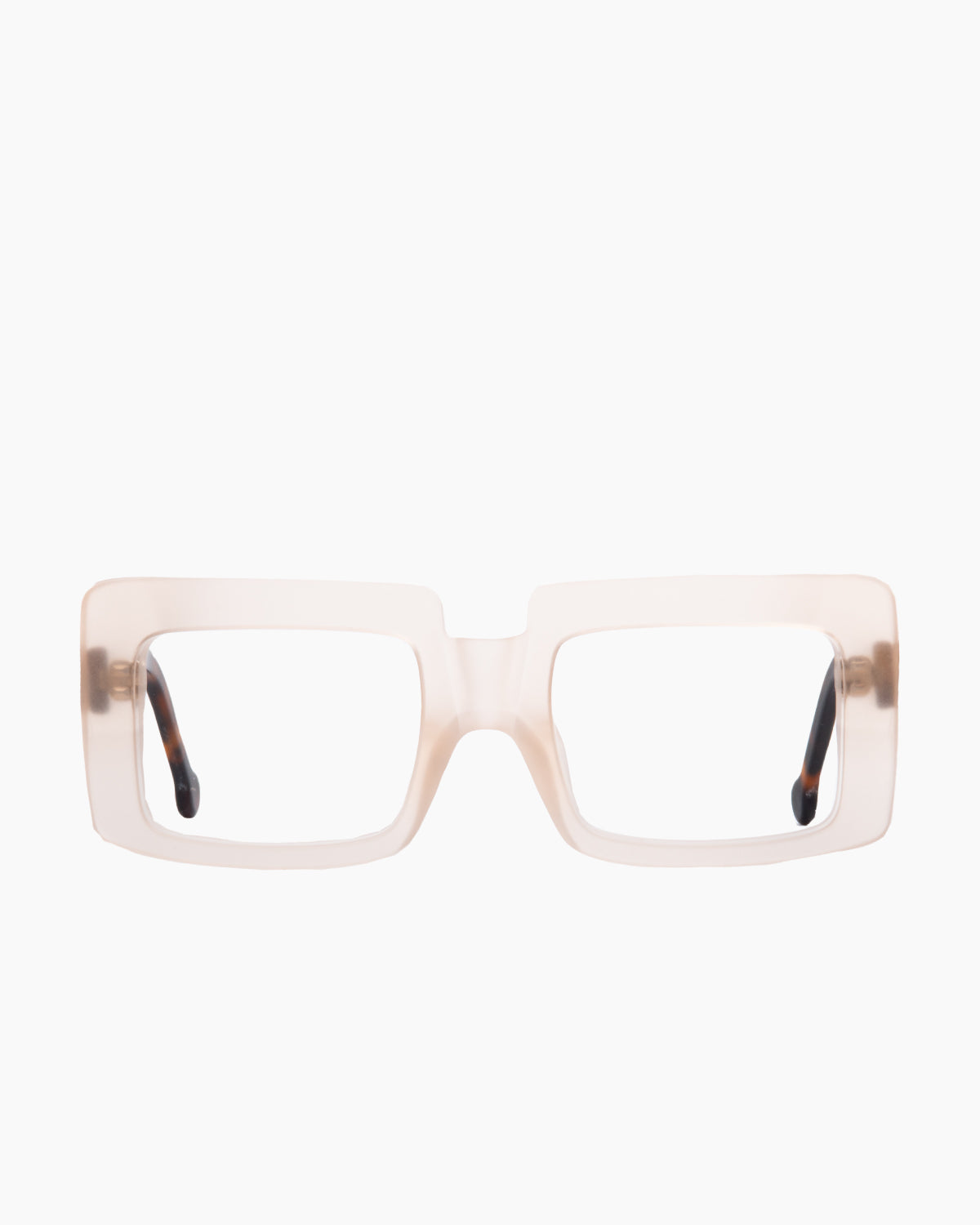 pink, beige plastic rectangle eyeglasses by Marie-Sophie Dion model SaintPierre, front view, lunettes de vue rectangle couleur rose, beige