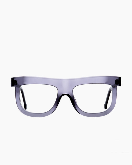 grey plastic aviator eyeglasses by Marie-Sophie Dion model Bessette, front view, lunettes de vue aviateur couleur gris