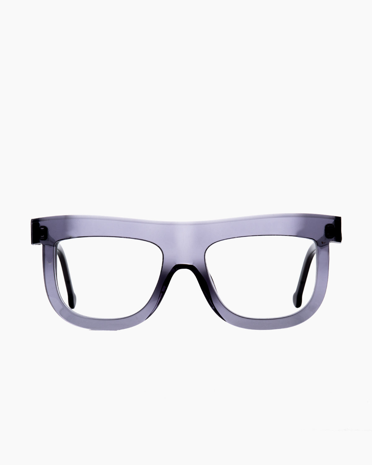 grey plastic aviator eyeglasses by Marie-Sophie Dion model Bessette, front view, lunettes de vue aviateur couleur gris