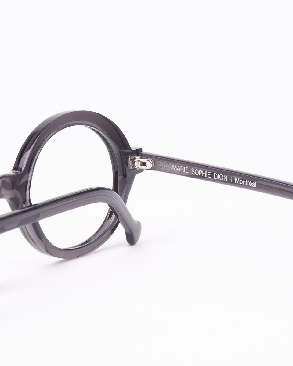 grey plastic oval eyeglasses by Marie-Sophie Dion model O'Malley, front view, lunettes de vue ovale couleur Gris
