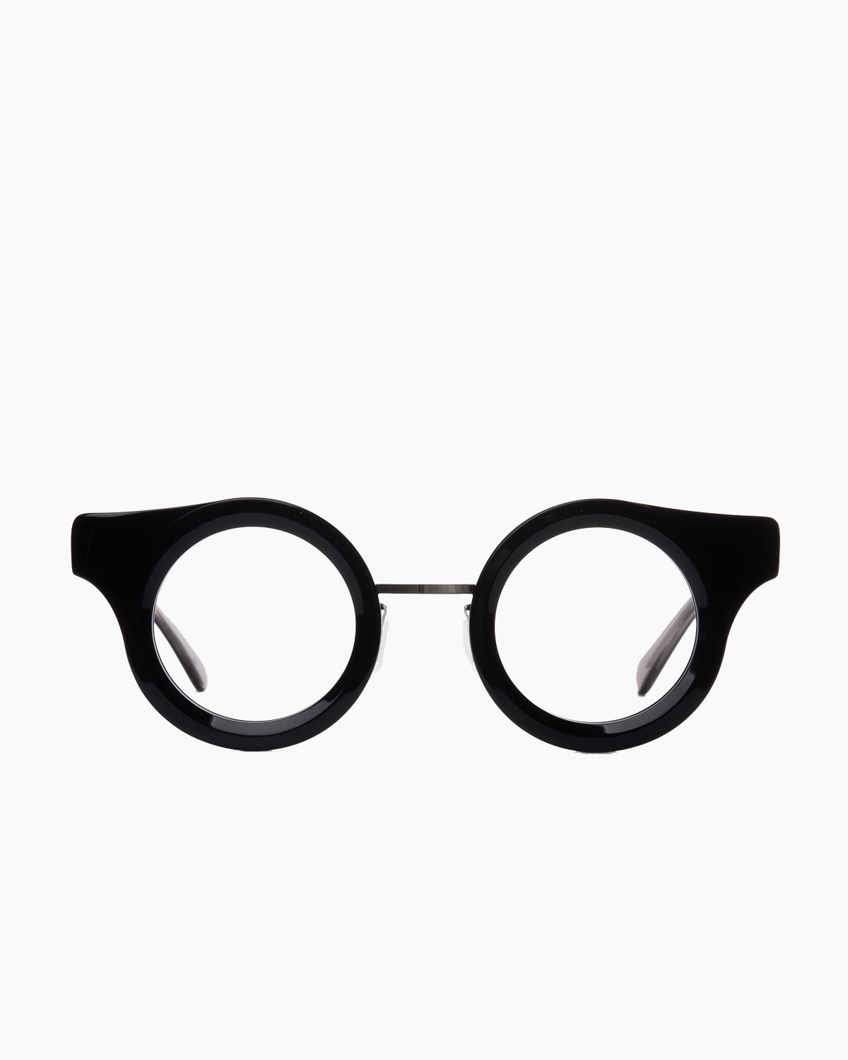 black metal round eyeglasses by Gamine model ButtressSödermalm, front view, lunettes de vue rond couleur noir