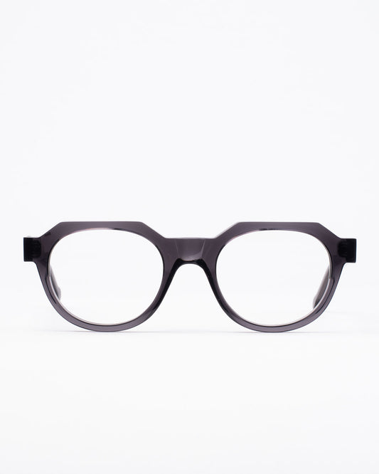 grey plastic oval eyeglasses by Marie-Sophie Dion model Boutcheri, front view, lunettes de vue ovale couleur Gris