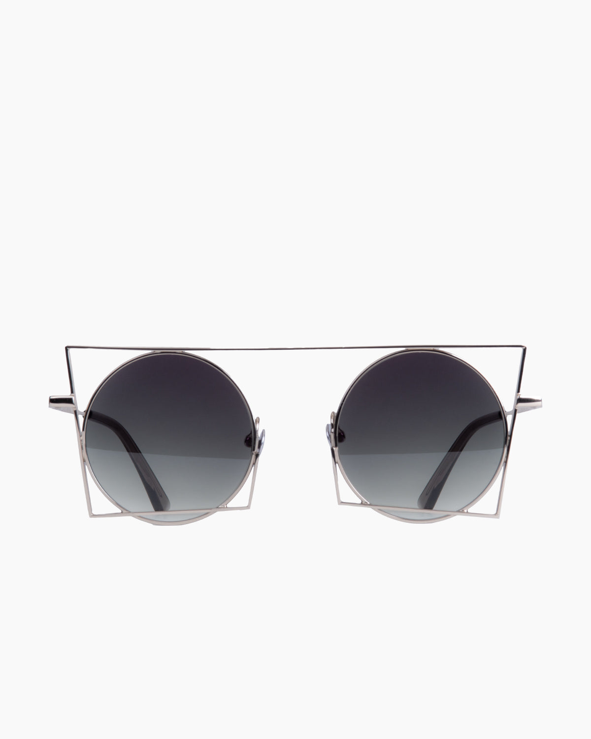 silver metal round  sunglassesby Gamine model FlorentinS, front view, lunettes de vue rond couleur argent