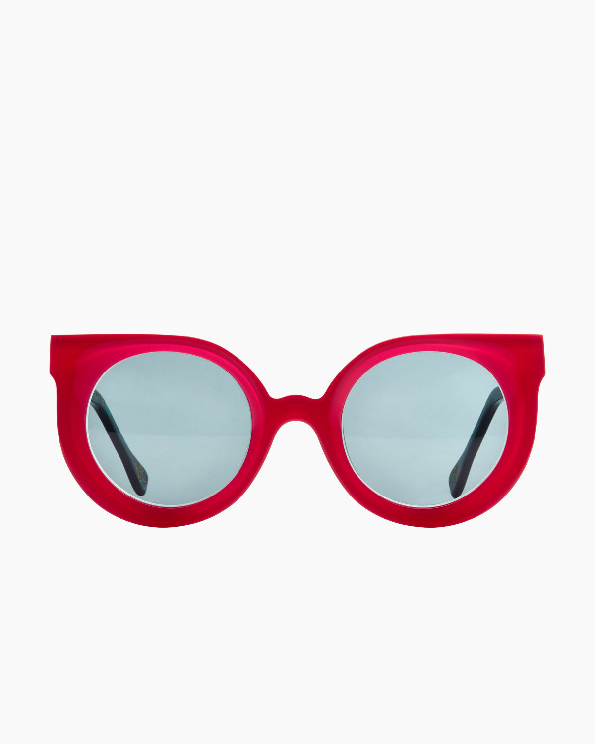 PINK plastic round  sunglassesby Xavier Derome model PROVIDENCE, front view, lunettes de vue rond couleur rose