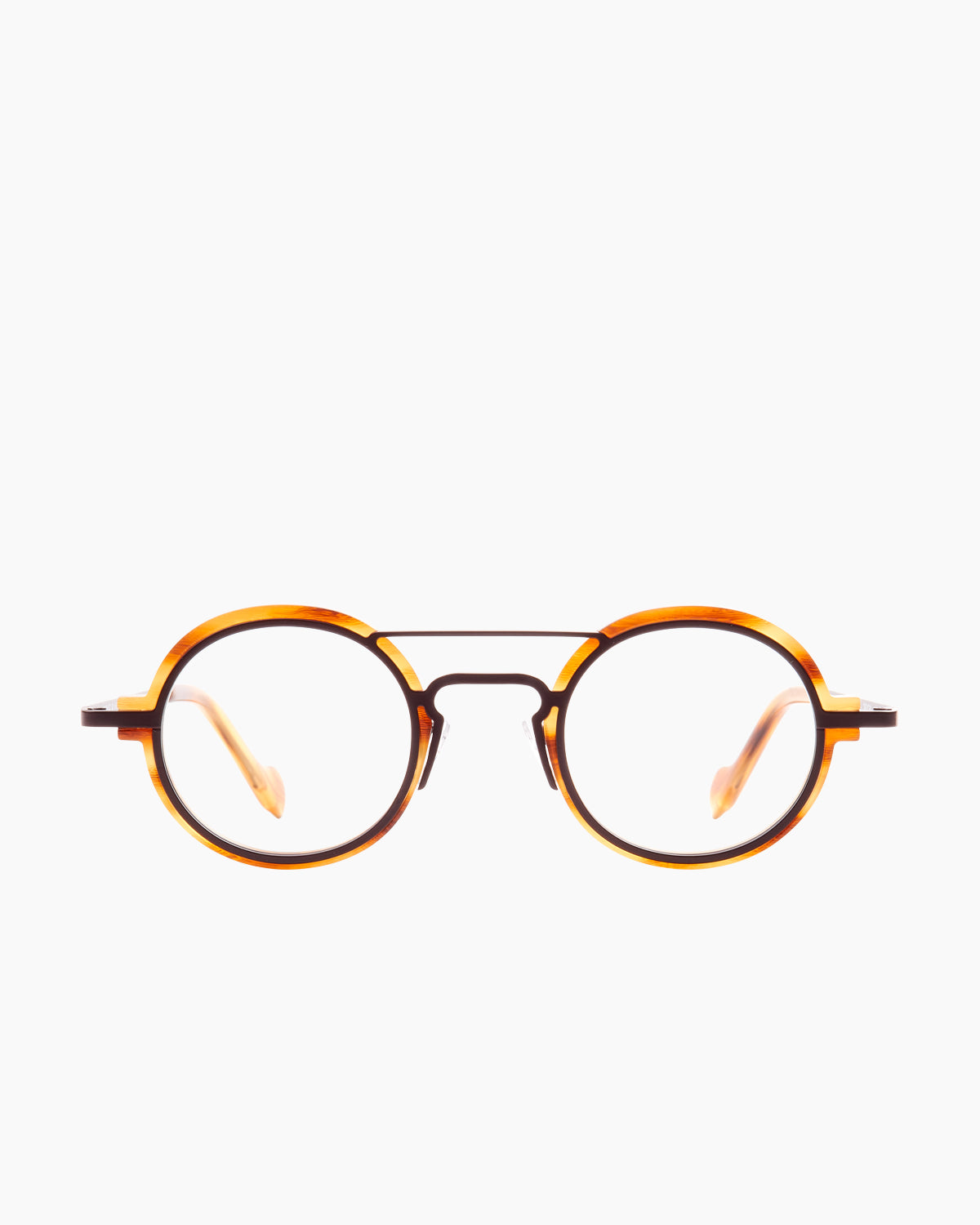 tortoise metal oval eyeglasses by Anne et Valentin model M16, front view, lunettes de vue ovale couleur écaille de tortue