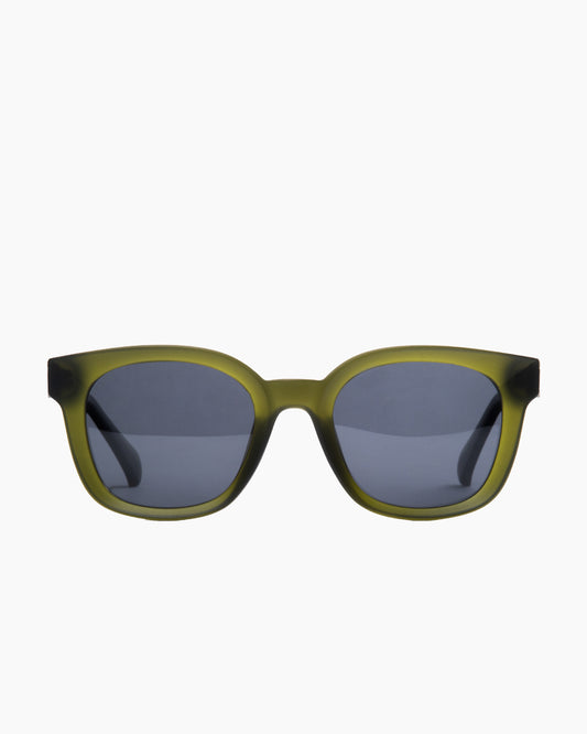 green plastic rectangle sunglassesby Evolve model ELS5, front view, lunettes de vue rectangle couleur vert