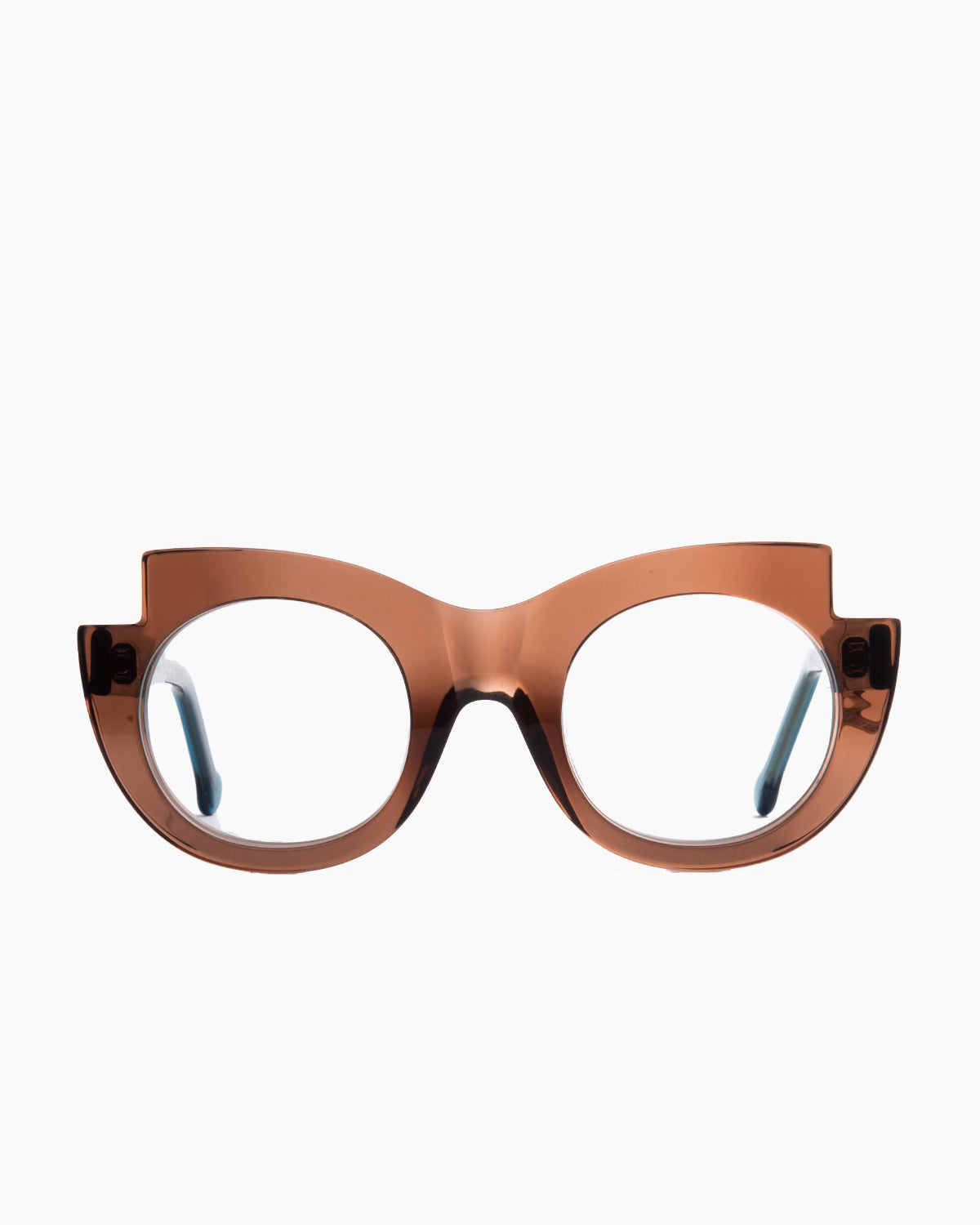 brown plastic oval eyeglasses by Marie-Sophie Dion model Latraverse2, front view, lunettes de vue ovale couleur Brun