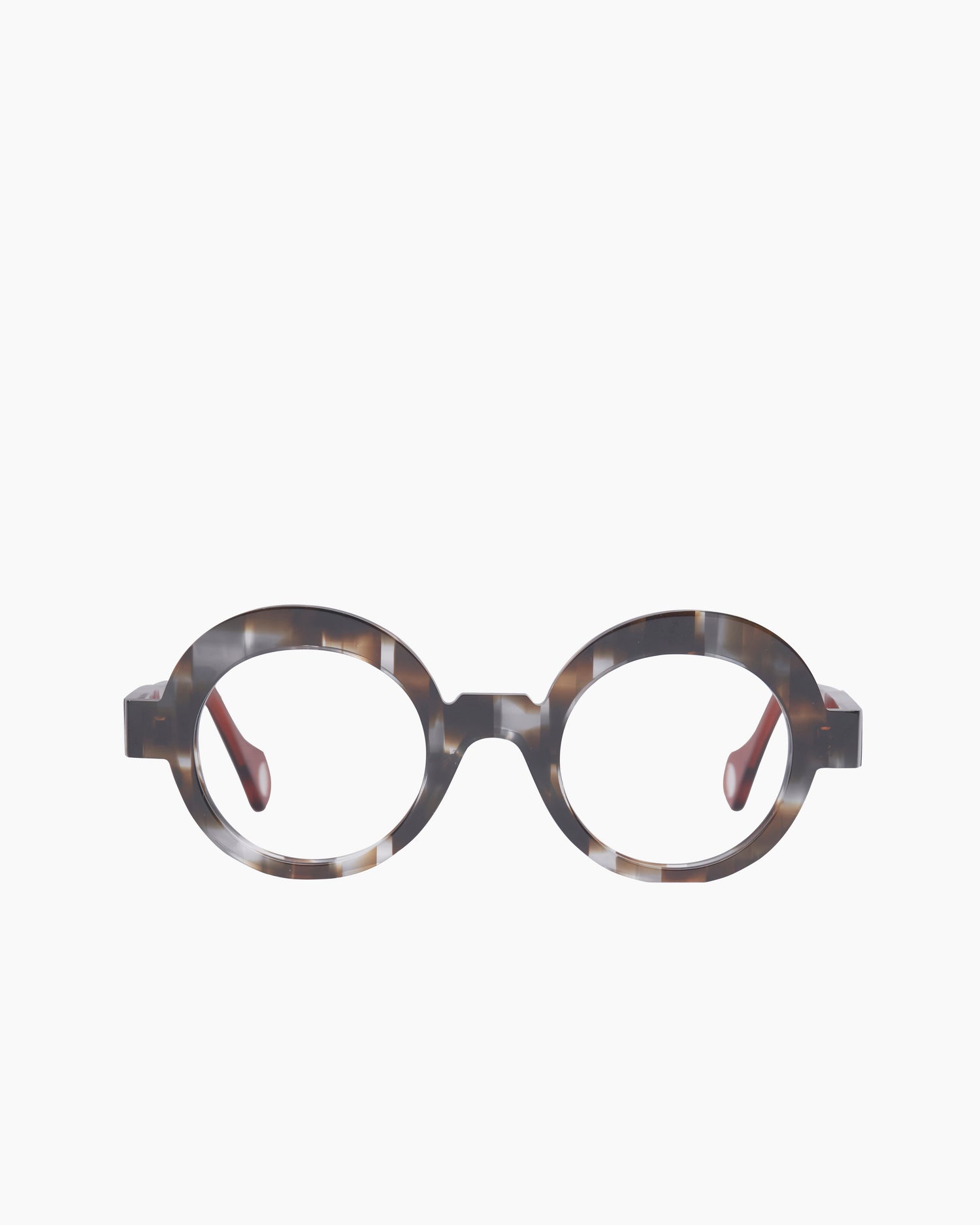 tortoise plastic round eyeglasses by Anne et Valentin model broadway, front view, lunettes de vue rond couleur Écaille de tortue