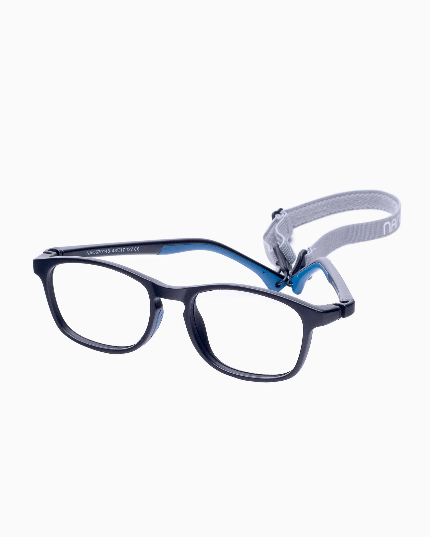 black plastic rectangle eyeglasses by Nanovista Kids model POWERUP, front view, lunettes de vue rectangle couleur Noir