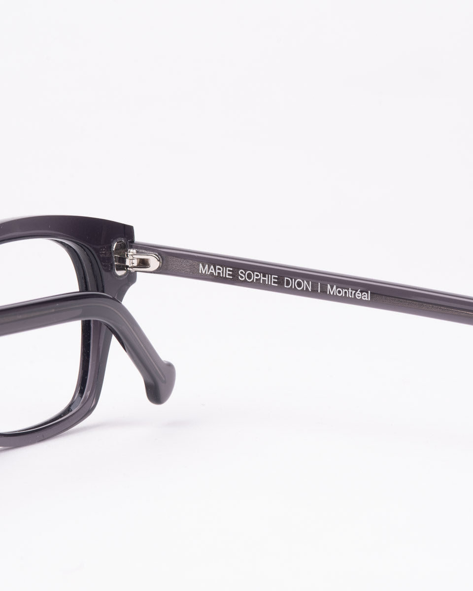 grey plastic rectangle eyeglasses by Marie-Sophie Dion model Dusablon4.0, front view, lunettes de vue rectangle couleur Gris