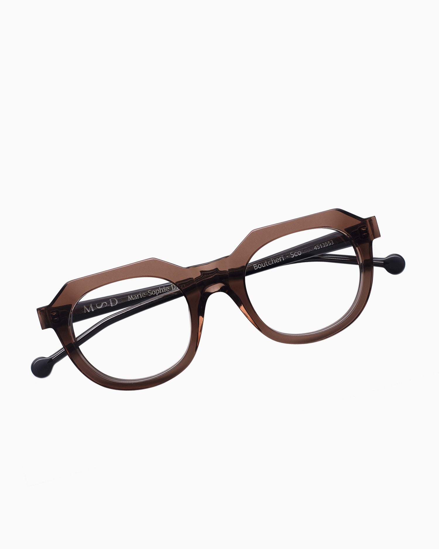 brown plastic oval eyeglasses by Marie-Sophie Dion model Boutcheri, front view, lunettes de vue ovale couleur Brun