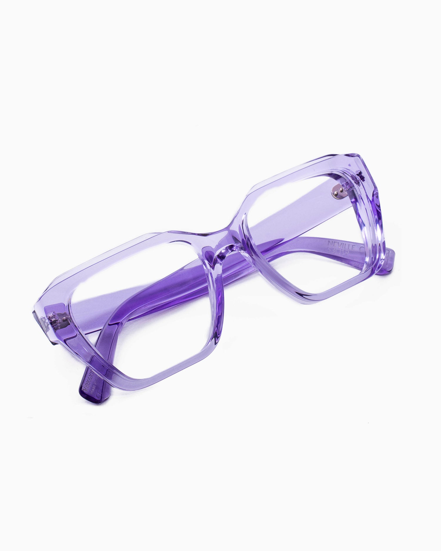 purple plastic rectangle eyeglasses by Kirk&Kirk model Neville, front view, lunettes de vue rectangle couleur violet