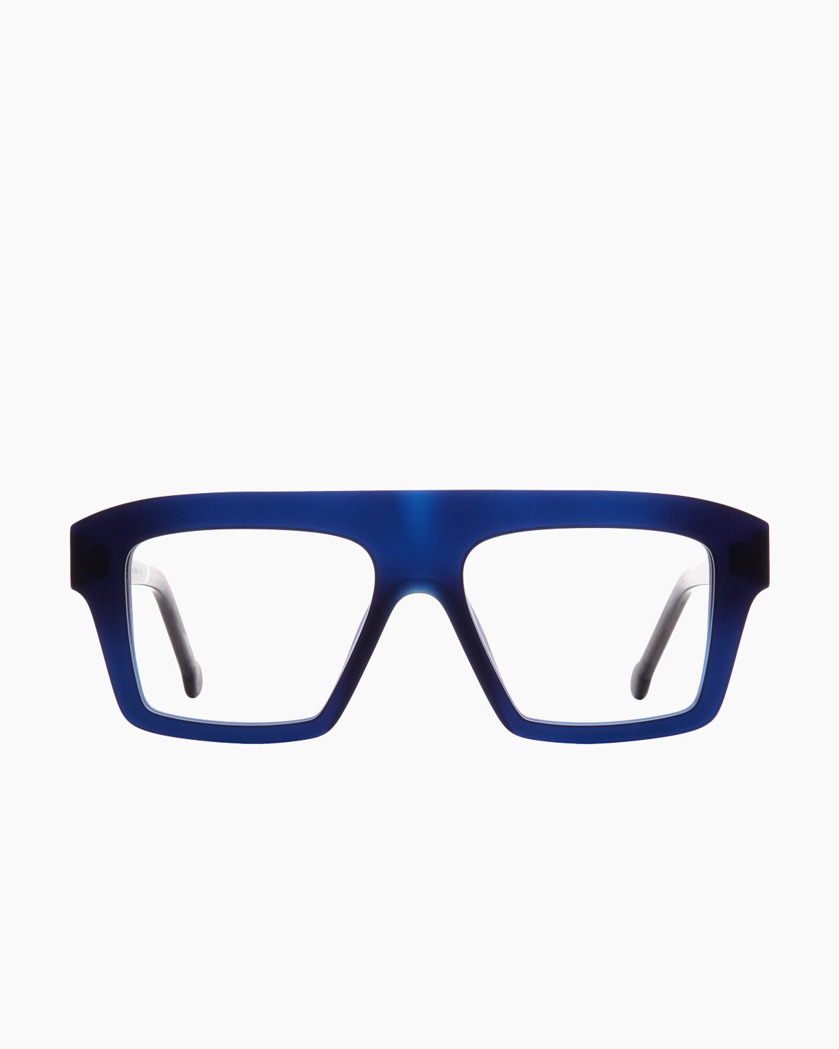 blue plastic rectangle eyeglasses by Marie-Sophie Dion model Buxwood, front view, lunettes de vue rectangle couleur bleu