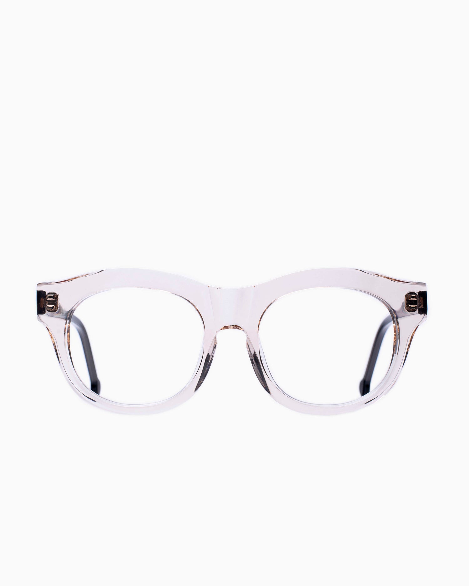 pink, beige plastic oval eyeglasses by Marie-Sophie Dion model Carette, front view, lunettes de vue ovale couleur rose, beige