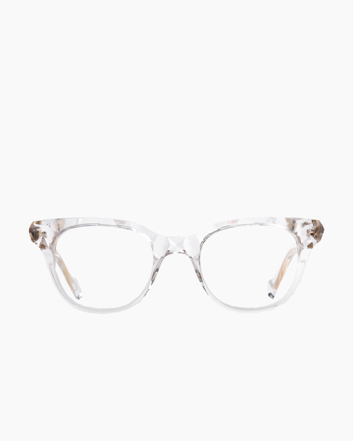 crystal plastic cat eyeglasses by Yohji Yamamoto model Look021, front view, lunettes de vue chat couleur cristal