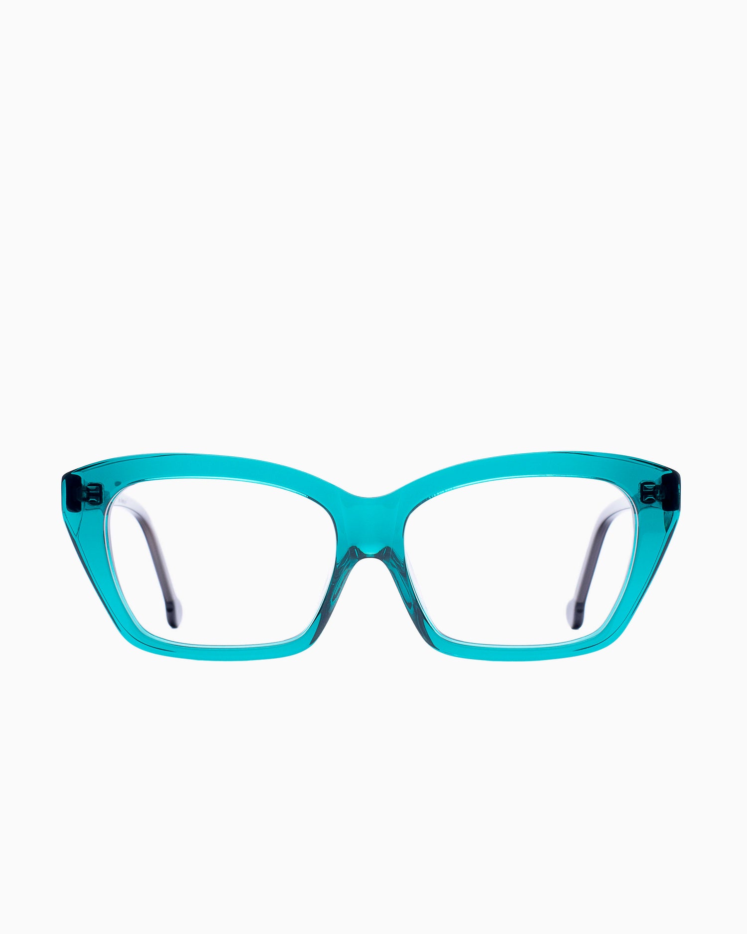 green plastic butterfly eyeglasses by Marie-Sophie Dion model Pageau, front view, lunettes de vue papillon couleur Vert