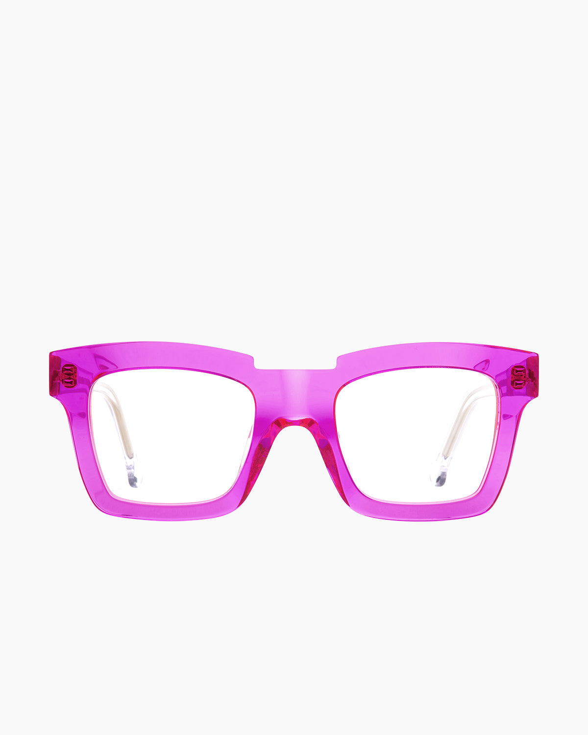 pink plastic rectangle eyeglasses by Marie-Sophie Dion model Willard, front view, lunettes de vue rectangle couleur rose
