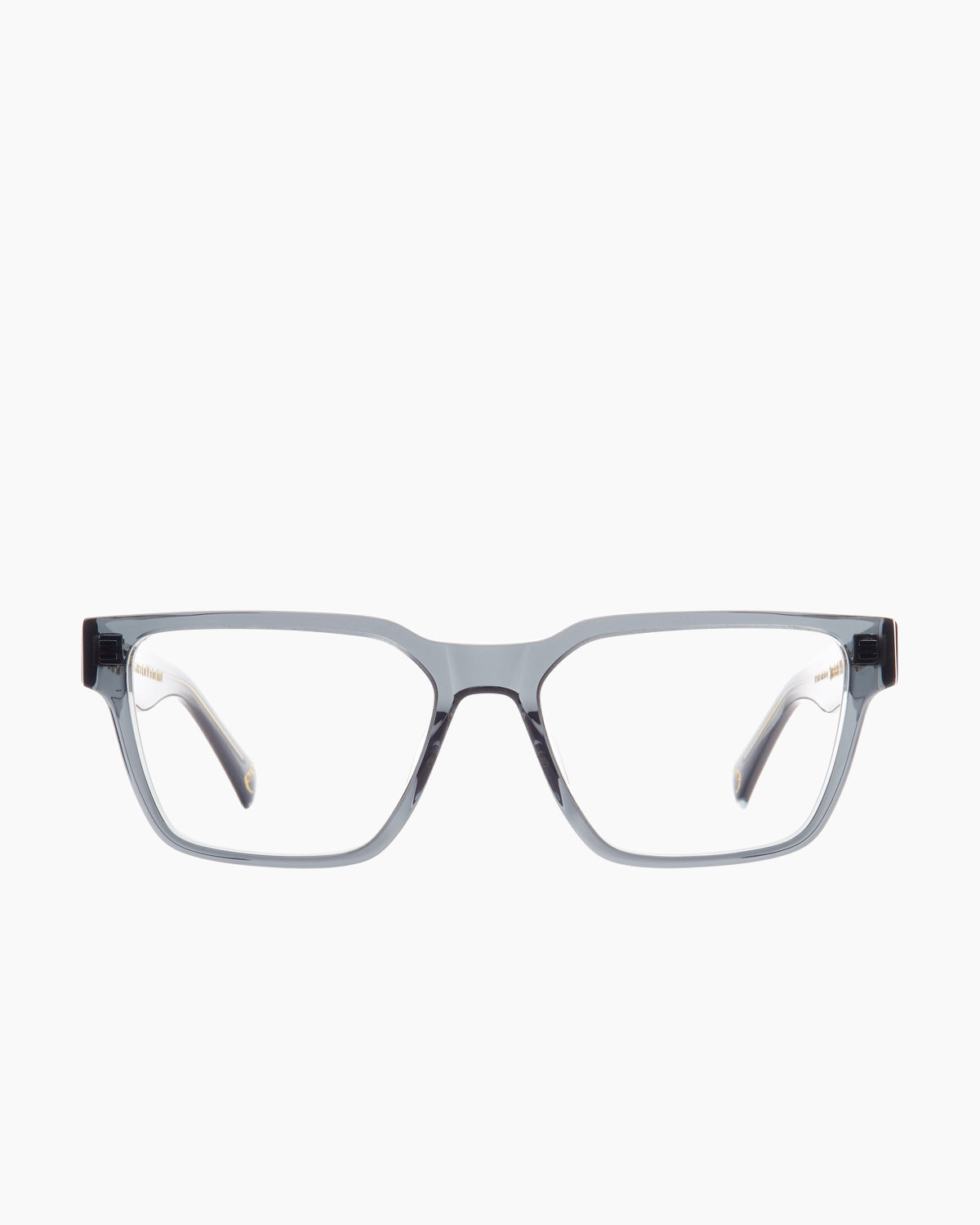 grey plastic rectangle eyeglasses by Spectacleeyeworks model Rumi, front view, lunettes de vue rectangle couleur gris