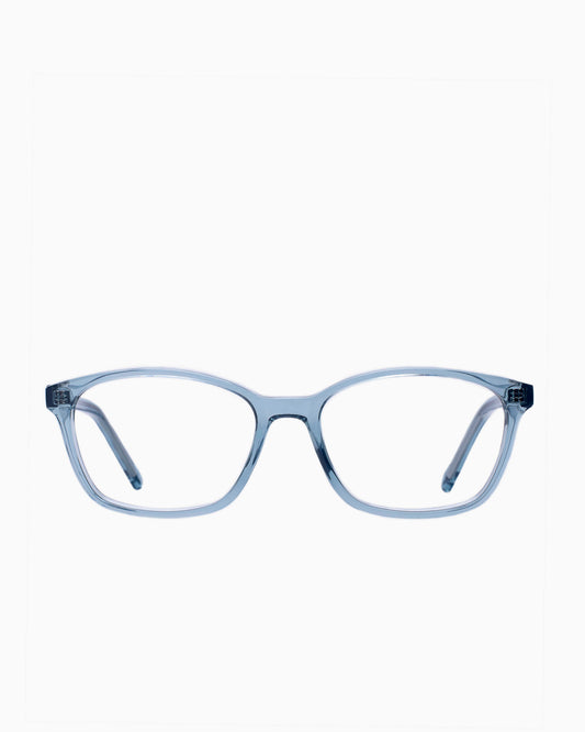 blue plastic rectangle eyeglasses by BBig model 234, front view, lunettes de vue rectangle couleur Bleu