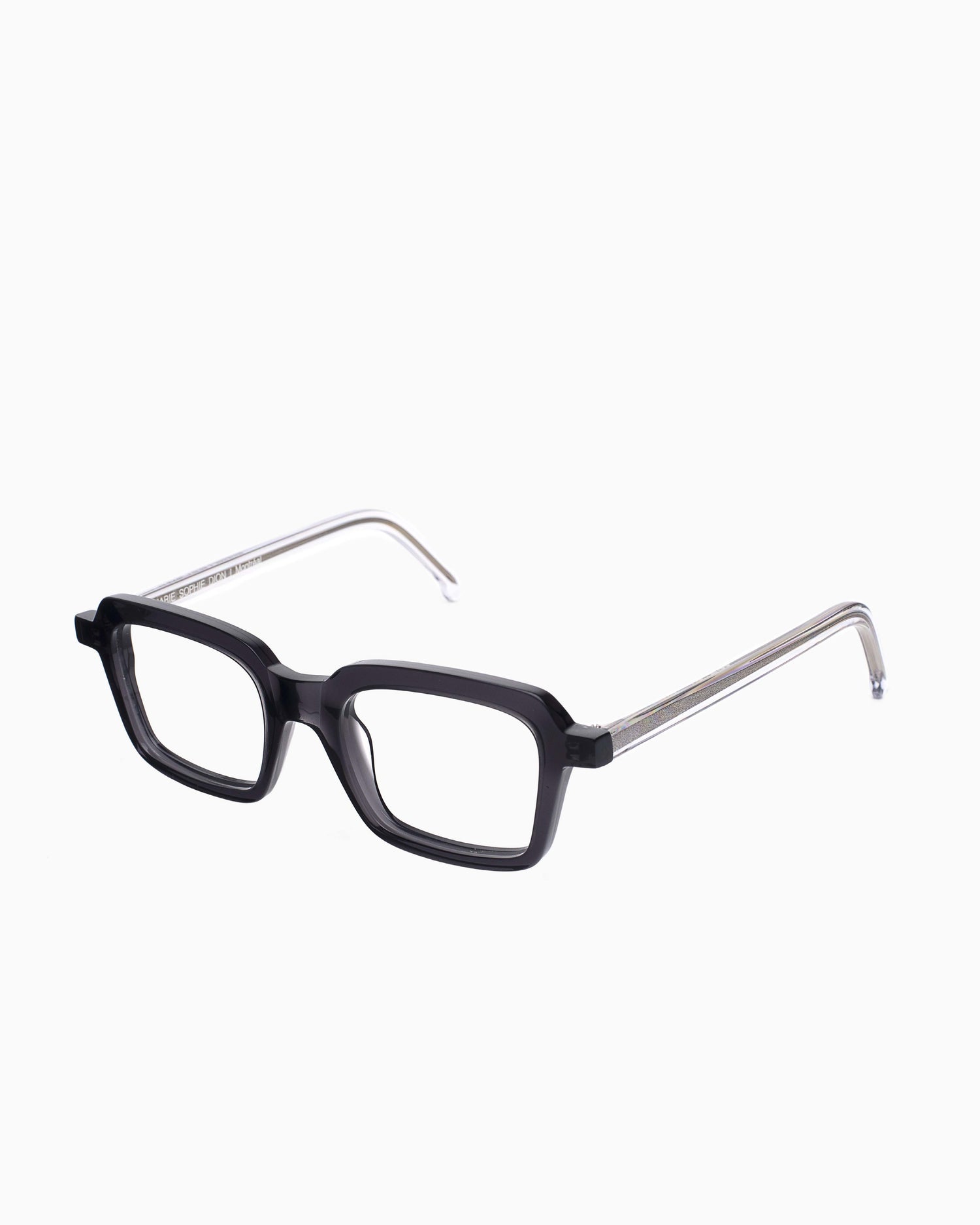 grey plastic rectangle eyeglasses by Marie-Sophie Dion model Duval, front view, lunettes de vue rectangle couleur Gris