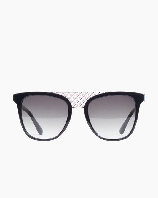 black plastic rectangle sunglassesby Jooly model sun-381, front view, lunettes de vue rectangle couleur Noir