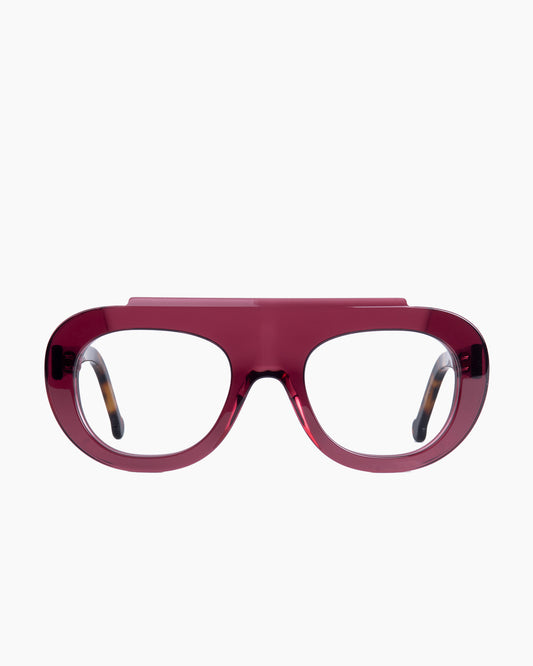 purple plastic aviator eyeglasses by Marie-Sophie Dion model Cruise, front view, lunettes de vue aviateur couleur violet