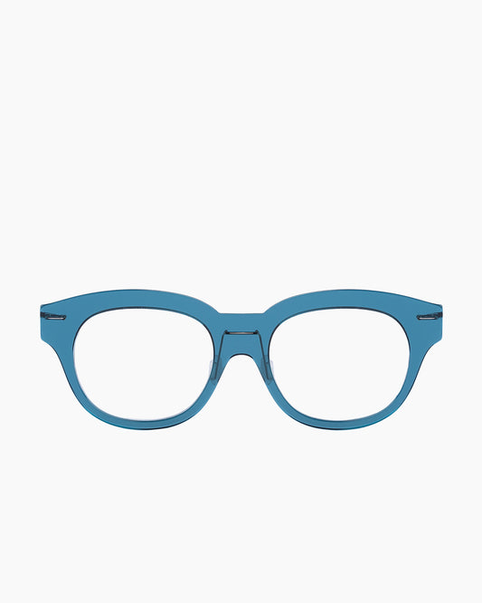 blue plastic oval eyeglasses by Monogram Marie-Sophie Dion model Belanger, front view, lunettes de vue ovale couleur Bleu