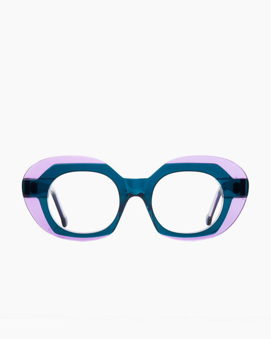green plastic oval eyeglasses by Marie-Sophie Dion model Diamond, front view, lunettes de vue ovale couleur vert
