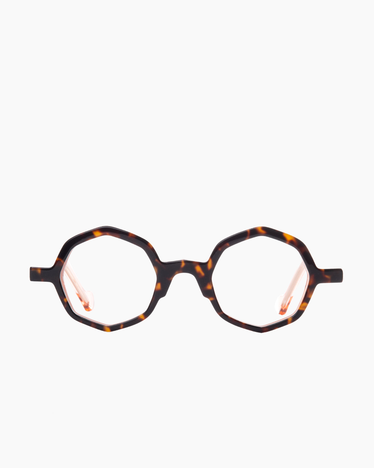 tortoise plastic octogon eyeglasses by Anne et Valentin model Adelys, front view, lunettes de vue octogone couleur écaille de tortue