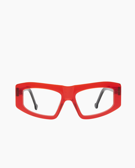 orange plastic rectangle eyeglasses by Marie-Sophie Dion model Marquis, front view, lunettes de vue rectangle couleur Orange