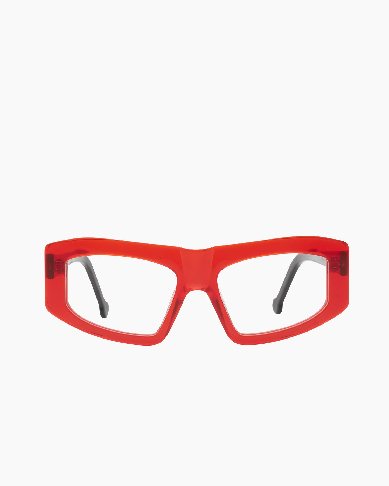 orange plastic rectangle eyeglasses by Marie-Sophie Dion model Marquis, front view, lunettes de vue rectangle couleur Orange