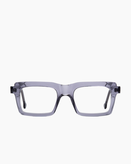 grey plastic rectangle eyeglasses by Marie-Sophie Dion model Jofa, front view, lunettes de vue rectangle couleur Gris