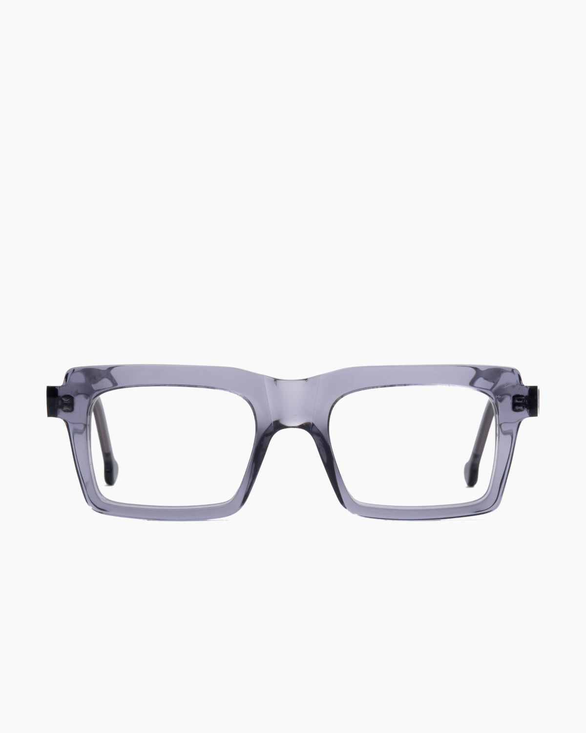 grey plastic rectangle eyeglasses by Marie-Sophie Dion model Jofa, front view, lunettes de vue rectangle couleur Gris