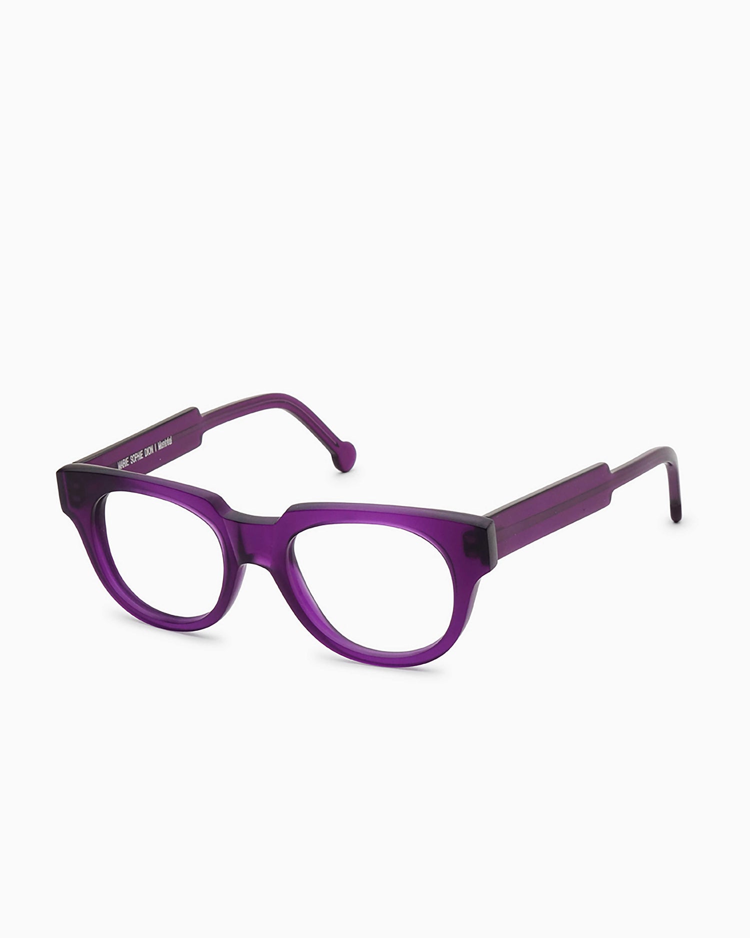 purple plastic oval eyeglasses by Marie-Sophie Dion model Coste, front view, lunettes de vue ovale couleur violet