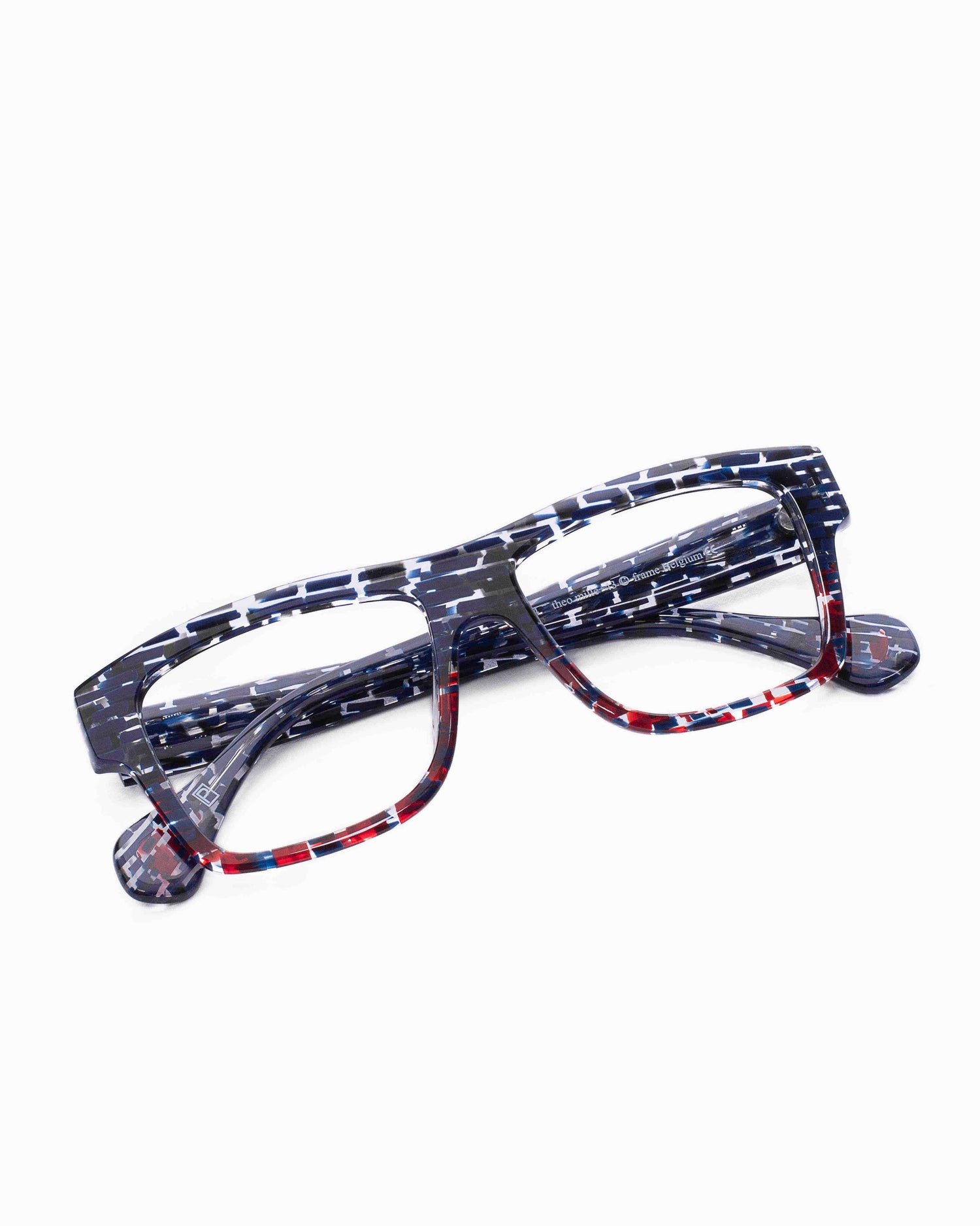 blue plastic rectangle eyeglasses by Theo model Mille+43, front view, lunettes de vue rectangle couleur Bleu
