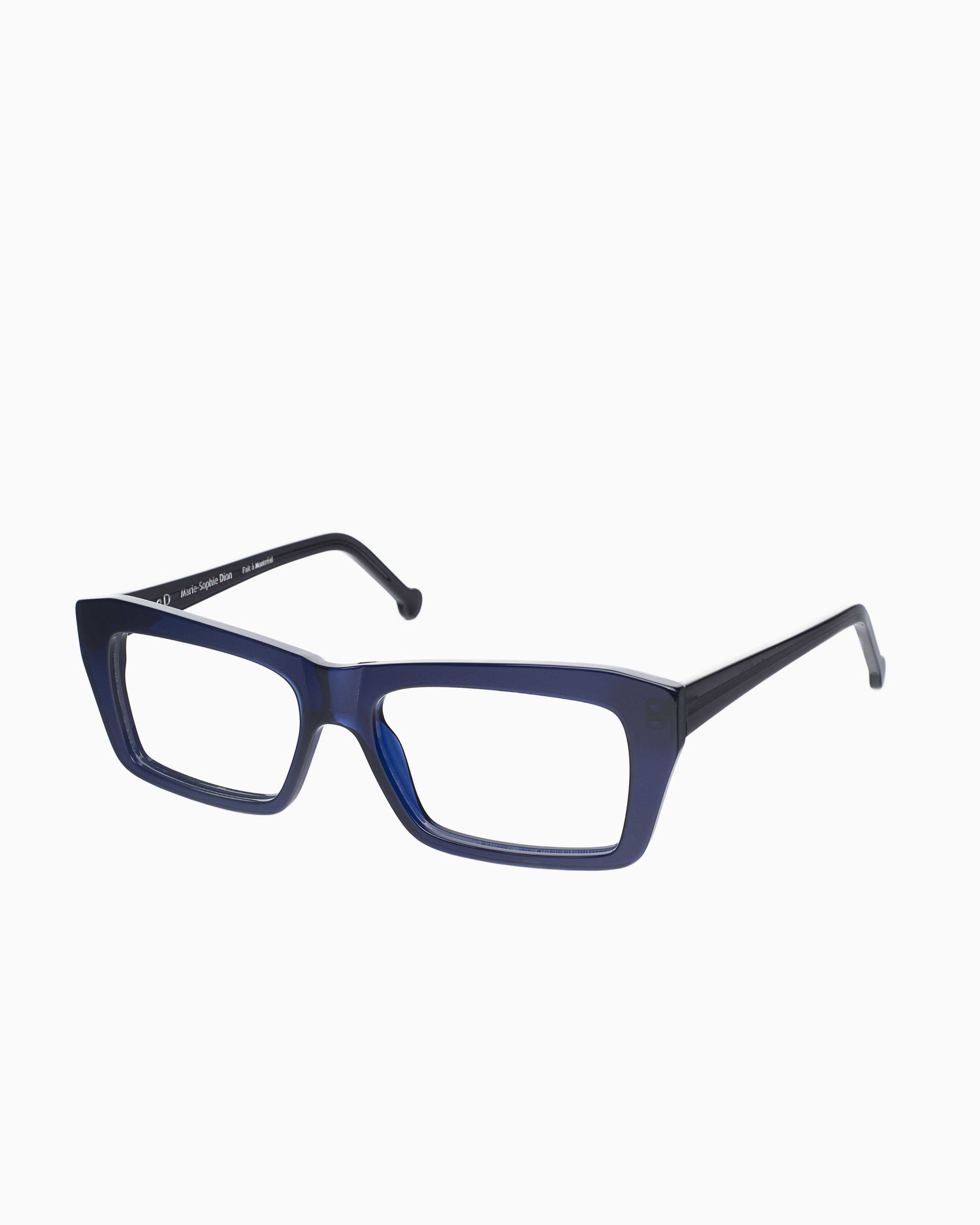 blue plastic rectangle eyeglasses by Marie-Sophie Dion model Zakaib, front view, lunettes de vue rectangle couleur Bleu