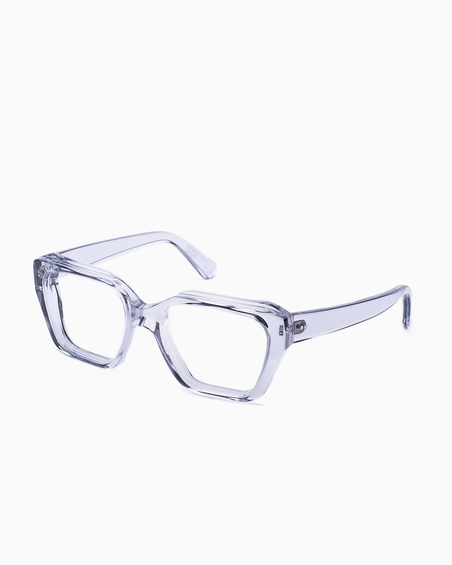 silver plastic rectangle eyeglasses by Kirk&Kirk model Neville, front view, lunettes de vue rectangle couleur argent